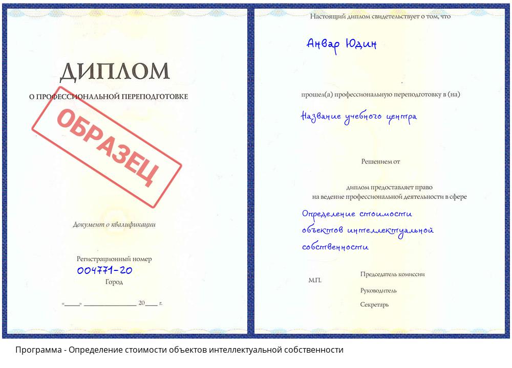 Определение стоимости объектов интеллектуальной собственности Свободный