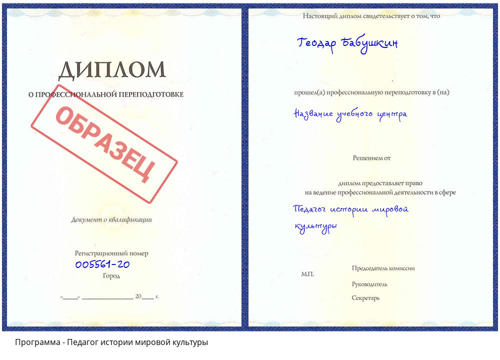 Педагог истории мировой культуры Свободный