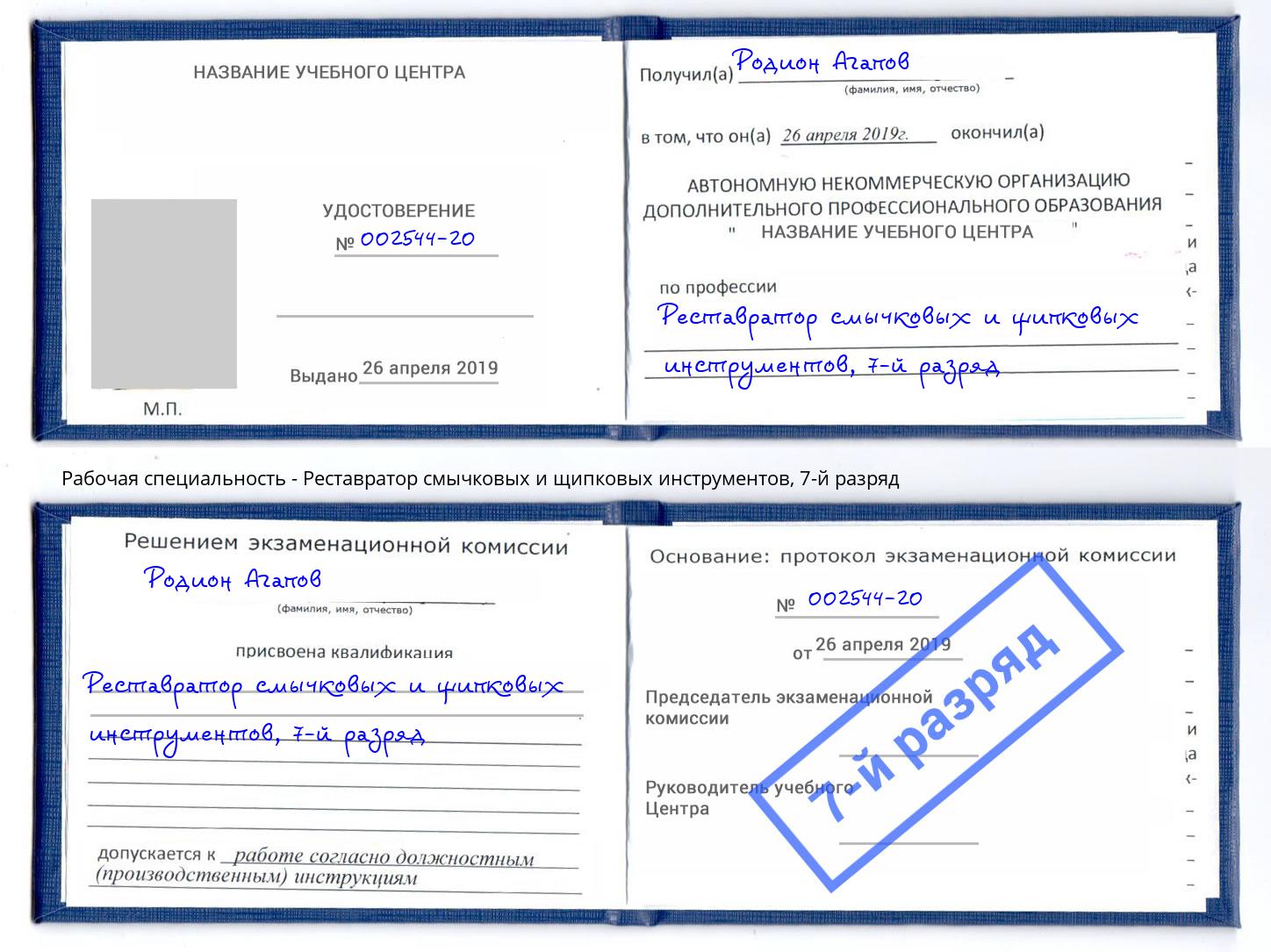 корочка 7-й разряд Реставратор смычковых и щипковых инструментов Свободный